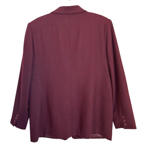Worthington Women's Size 16 Burgundy Blazer 100% Wool Office Career - Picture 8 of 16